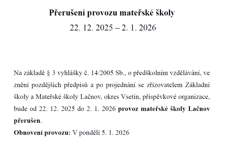 přerušení provozu